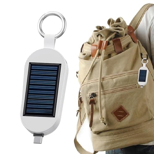 Holdes Portable Solar Bank, Key , Portable Type-C Charger, Solar Powered, Solar Charger, 3000 mAh Travel Bank for Wireless Charging of Watches and Phones