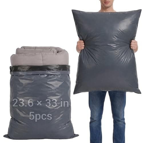 XRXYMQ 5 Pcs Mailing Bags Large 23.6 x 33.1 in 60 x 84 cm Grey