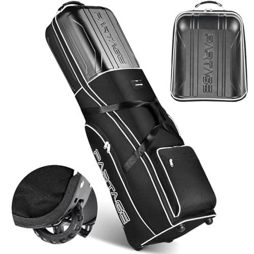 Golf Travel Bag Hard Case Top with Wheels, 900D Heavy Duty Oxford, Golf Bag Travel Case for Airlines, Protect Clubs and Easy to Maneuver-Black