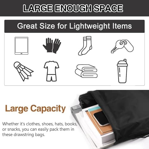 SoftcuteLee Drawstring Gym Bag String Bags Gym Sack Backpack PE Bags Unisex — view 4