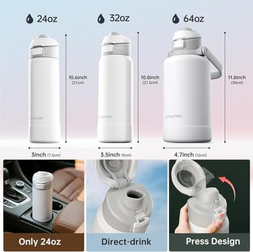 Magcheer 750ml Insulated Bottle with Magnetic Phone Holder（Dusty Rose） — view 2