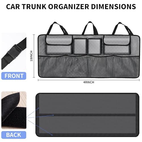 NEWFOM Car Trunk Organizer and Storage, Large Capacity Backseat Hanging Storage Accessories, Backseat Car Organizer for SUV/MPV/Truck (Grey) — view 2