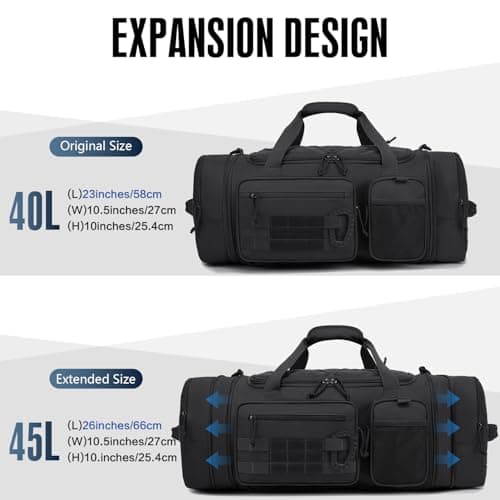 TONRUYN Tactical Gym Bag Mens 40-45L Expandable Sports & Travel Duffel Bag — view 4