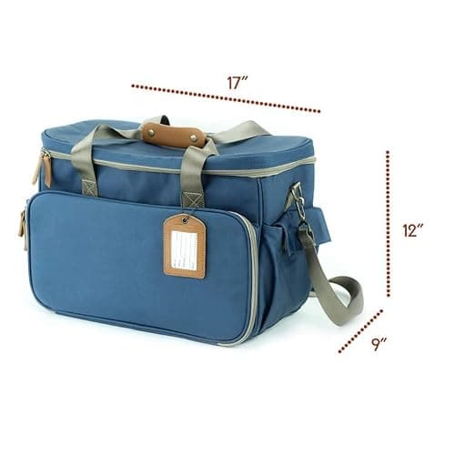Posh Pooch Dog Travel Bag Pet Multi-Use Dog Outdoor Bag with Locking Safety Zippers, Food and Accessory Bag for Traveling For Dogs, Cats & Pets Includes Bowls, Matt, Tag & Shoulder Strap (Blue) — view 5