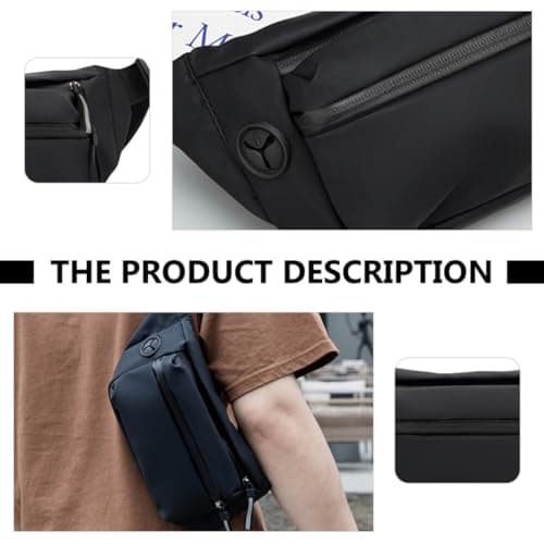 DEEPCRAFF Anti-Lost Waist Pack Adjustable Men Waist Bag Waterproof Polyester Oxford Cloth Black for Sports Travel Cell Phone Protection — view 3