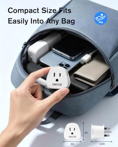 VINTAR 1 Pack US to UK Plug Adapter With 10A Fuse(Type A, B) — view 6