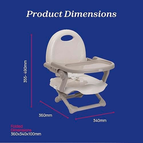 Chicco Pocket Snack Booster Seat for 6 Months to 3 Years (15kg) Portable Highchair with Adjustable Height, Foldable Design, Removable Tray and Safety Harness, Milky Way, 04079340490000 — view 6