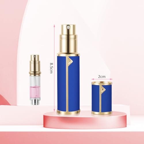 LOPHE Perfume Travel Bottle, 5ML Luxurious Perfume Atomiser Refillable, Leather Perfume Spray Bottle, Easy to Refill Perfume Atomiser for Women Men, A (Blue) — view 2