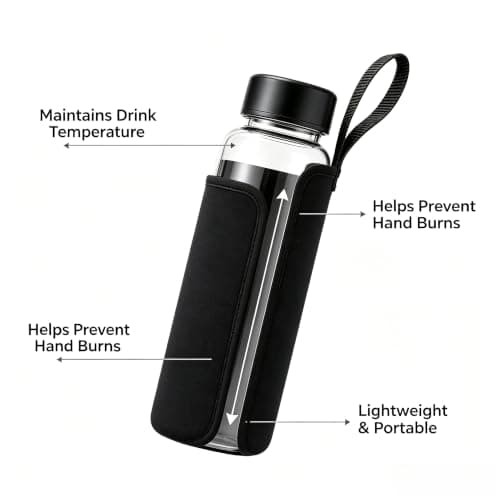 2-Pack Insulated Water Bottle Thermal Sleeve Cover for 550ml/750ml/1000ml/1500ml Bottles – Stretchable Scuba Fabric, Scratch & Resistant, for Camping, Hiking, Travel(750ML Black) — view 2