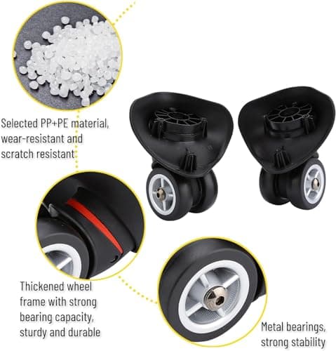 2Pcs Suitcase Replacement Wheels, Universal Heavy Duty Durable Spare Spinner Wheel Repair Accessory for Repairing Damaged Suitcase Compartment wheels — view 5