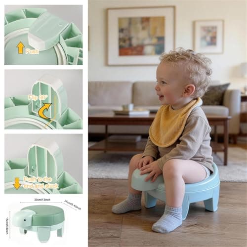 Travel Potty for Toddlers Foldable Potty Training Toilet Seat with Storage Bag for Camping (Green) — view 4