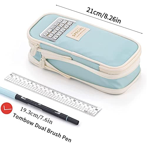 GALER Big Capacity Pencil Case, Large Pencil Case Cute Pencil Pouch Aesthetic Stationery Pen Bag Secondary School Essentials Supplies for Teen Girls Preppy (Light Blue) — view 4
