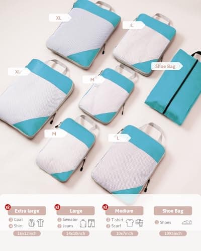 Meowoo 7-Piece Compression Packing Cubes for Luggage, Travel Organisers — view 2