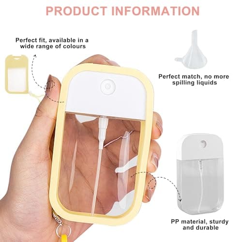 Refillable Hand Sanitizer Spray Bottle Keychain - 1oz / 30ml Leakproof Empty Spray Bottle with Silicone Case, Funnel & Clip,Portable Mini Travel Sanitizer Holder for Purse, Pocket, Gym Bag — view 5