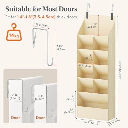 Lifewit 6 Tier Over the Door Shoe Organiser Hanging Rack Holder, Beige — view 2