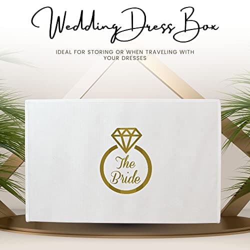 Hoesh UK - White Medium Wedding Dress Box With Lid & Acid Free Tissue - Bridal Gown Storage, Under Bed Clothes Organizer. — view 2