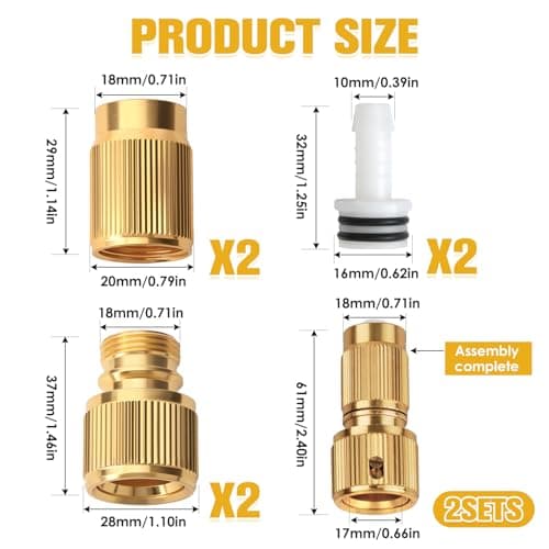 Jesiah 2Pcs Brass Expandable Hose Repair Kits, Garden Aluminium Stretch Hose Repair fittings Water Hose Quick Connector 3/4" Tap Adaptors for Car Wash High Pressure Water Gun — view 2