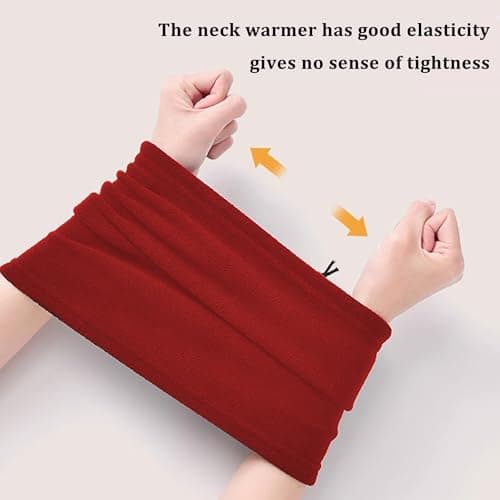 LWAQWHU Winter Neck Warmer Fleece Windproof Bandana Neck Gaiter Adjustable Drawstring Face Scarf for Men Women Unisex Outdoor Sports Skiing Fishing Motorcycle Running Cycling (Red) — view 4