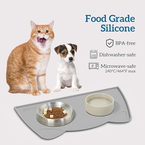 OHMO Silicone Cat Food Mat for Food&Water Bowls, 46x25cm, Ash Grey — view 3