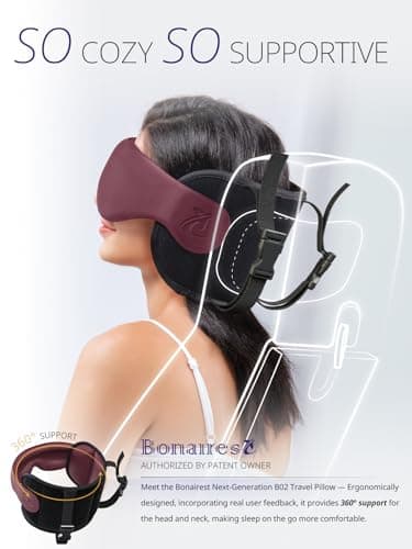 Bonairest Travel Pillow, Airplane Head Strap with 3D Eye Mask for Sleeping — view 2