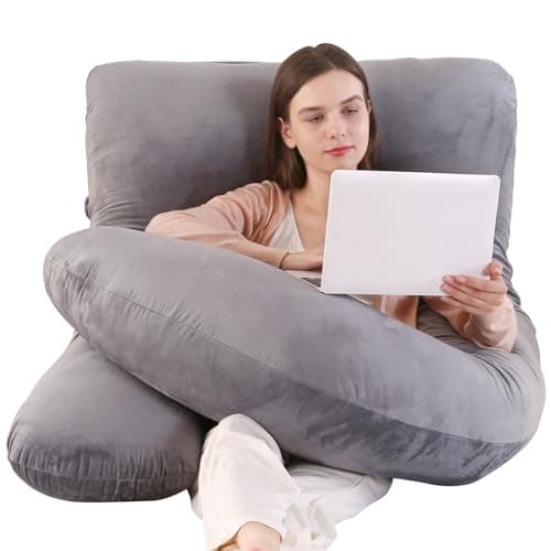 Labtec Pregnancy Pillows For Sleeping, Velvet U-shape Maternity & Body Pillows, Full Body Pillow, Maternity Hips, Legs, Belly For Pregnancy & Back Support Pillow [ Light Grey] — view 2
