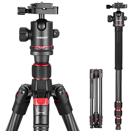 NEEWER 66"/168cm Carbon Fiber Camera Tripod with 360° Ball Head, N55C