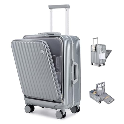 Sea choice Front Opening Luggage Suitcase Laptop Compartment PC Hard Shell Suitcase Top Opening Luggage Suitcase with USB Port Cupholder TSA Lock 4 Wheels
