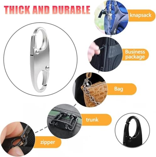 WQEDVN 6PCS Anti Theft, Zip Lock, Zipper Clips Anti Theft, Zipper Lock Clips, Handbag Security Clip, For Backpacks Camping Fishing Traveling Outdoor Sports (Black, Gunmetal, Silver) — view 3