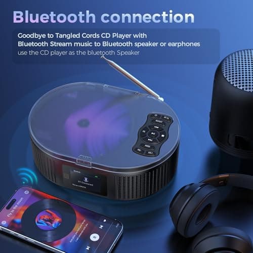Desobry Portable CD Player with Bluetooth 5.0 LCD Screen for Home Senior — view 2