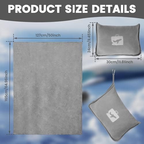 Eyoulife Travel Blanket 127×165cm Soft & Warm Airplane Blanket with Luggage Sleeve & Backpack Clip, Portable Travel Pillow for Airline Business Trip and Office (Grey) — view 2