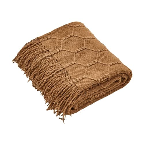 KASYLAN Diamond Knitted Throw Blanket for Sofa Couch, 127x152cm Almond — view 5