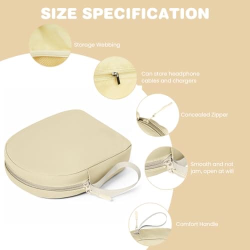 HOTUT Headphone Case,Soft Headphone Carrying Case,Universal Portable Travel Headphone Storage Cover Bag for JBL Live,JBL Tune 510BT/520BT/500BT/720BT,Sony WH-CH520/510/720/710(Beige) — view 3