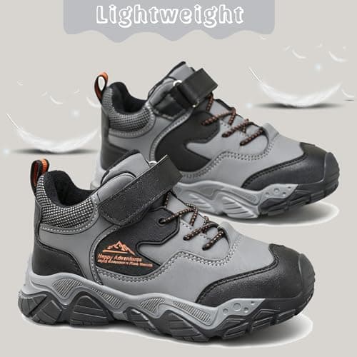 Unitysow Kids Hiking Boots Boys Waterproof Walking Shoes Trainers Children Outdoor Lightweight Trekking Footwear Camping Climbing Shoes Sneaker,Grey,4 UK — view 6