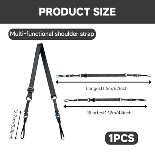 Funver Universal Black Tablet Shoulder Strap for Tablet Case, Adjustable & Detachable Carrying Strap Replacement with Quick Release Buckles for IPad Samsung Tab Cases Camera Bags (Buckle Style) — view 2