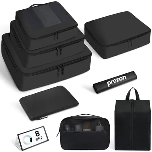 Prezon Packing Cubes for Suitcase 8 Set, Lightweight Luggage Packing Organizers Packing Cubes for Travel Accessories - Black