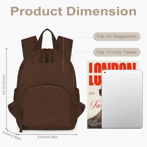 AOOSA Backpacks for Women, Lightweight Small Backpack, Brown — view 2
