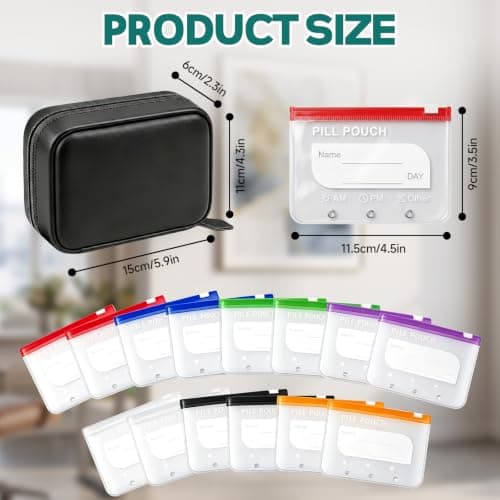 Waterproof Pill Organiser Pouch Set, 14 Colour Coded Storage for Travel — view 2