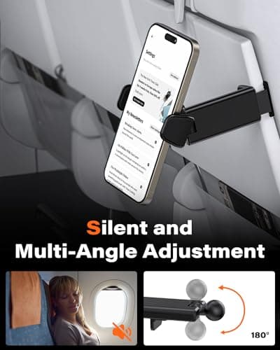 APPS2Car Phone Holder,Airplane Mount & Clamp Mount - [Ultra Stable] Adjustable, Portable,360°Silent Rotation,Fits iPhone 17-14,Samsung,For Travel,Kitchen,Office — view 6