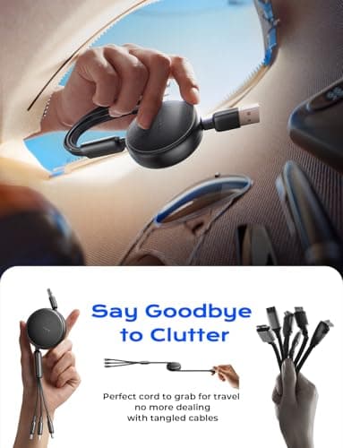 LISEN 3 in 1 Multi Charger Cable Retractable USB to C/Lighting/Micro Cable — view 2