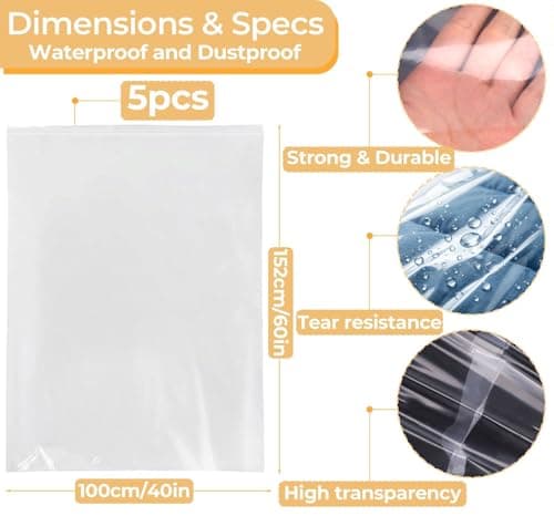 5 Pcs Extra Large Clear Plastic Storage Bags, 100×152cm Suitcase Cover — view 2