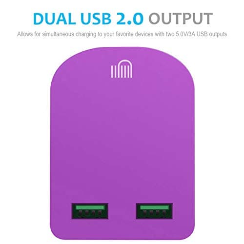 Foldable Charger 3A / 15W USB-A Ports Compact Travel Charger Compatible For iiPhone Samsung Tab HTC Windows Phone Tablet Nokia Motorola Sony Kindle One Plus etc (Purple Charger) — view 2