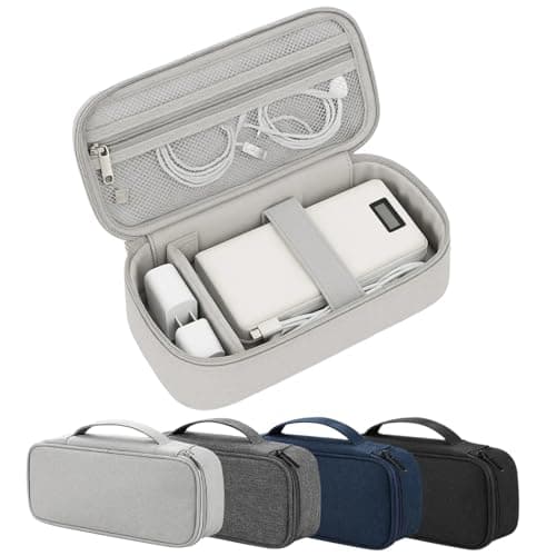 Arae Soft Canvas Tech Pouch - Cable & Charger Organizer with Removable Dividers | Compact Single-Layer Storage for Power Bank, Cords & Accessories | 25x12x6.5cm | Gray