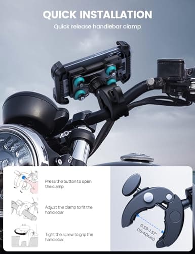 Lamicall Motorbike Phone Holder, [Dual Anti-Shock] Bike Phone Holder Blue — view 6