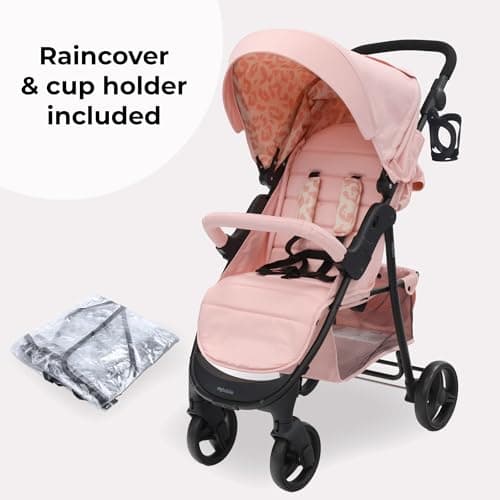 My Babiie MB30 Pushchair – from Birth to 4 Years (22kg), Easy Compact Fold, Large Shopping Basket, Adjustable Handle, Stroller Includes Cup Holder, Rain Cover – Pink Leopard — view 3