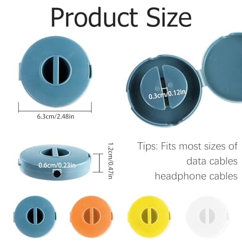 SITAKE 4 Pack Empty Expandable Compact Versatile USB Cable Organizer for USB Cable, Charging Cables and Small Accessories (4 Pieces Round) — view 3