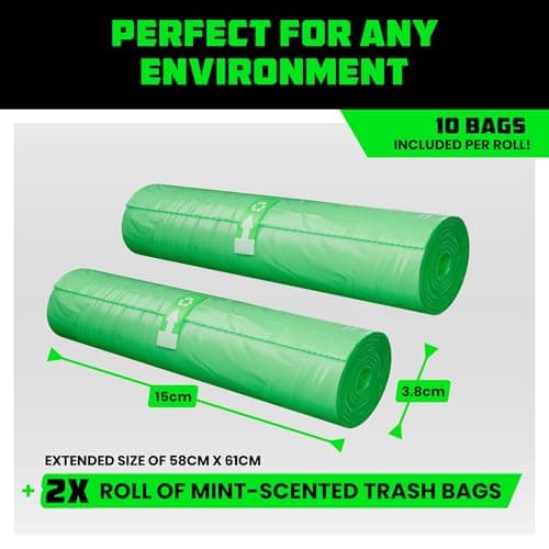 Rhino USA Scented Portable Toilet Bags (2 Rolls) Camping Toilet Bags for Outdoor 19 Litres Potty/Bucket - Replacement Poop/Waste Bag with Mint Scent for Outdoor Porta Potty — view 5
