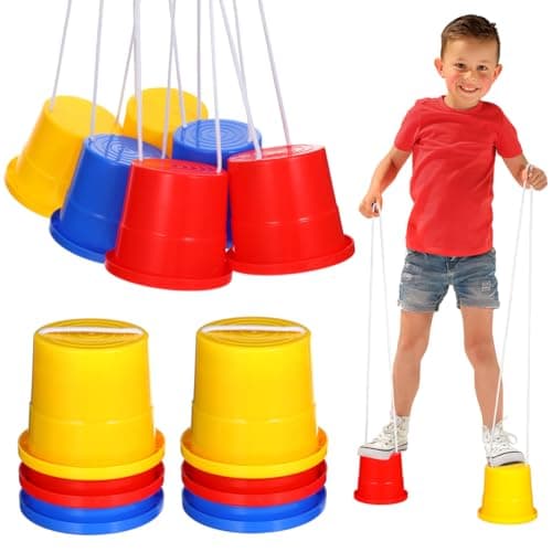 Vaguelly Kids Plastic Jumping Stilts 3 Pairs Outdoor Balance Toys for Children Coordination Training Fun Walker Buckets