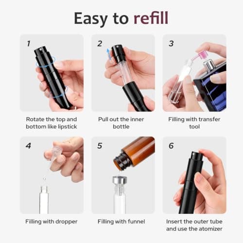 Toureal Travel Perfume Atomiser Refillable, 8ml Atomiser Spray Bottle,Black — view 4