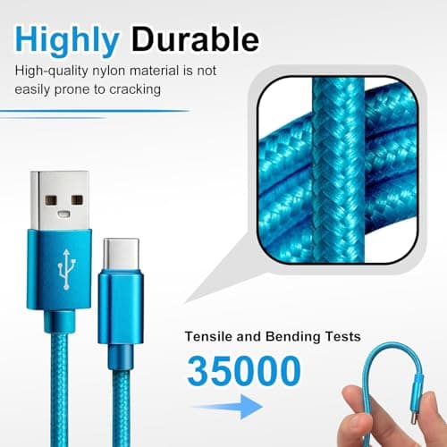 USB C Charger Cable, 5 Pack 1/1/2/2/3M, USB A to USB C Cable Fast Charge Nylon Braided Compatible with Samsung Galaxy S24/S23/S22/S21 Pixel PS5 Switch — view 3