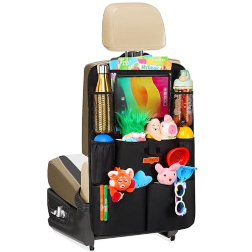 SURDOCA UPGRADED Car Seat Organiser for up to 11-inch Tablet Holder, 8 Pockets, Kids Toy Storage, Water Proof Back Seat Protector for Kids